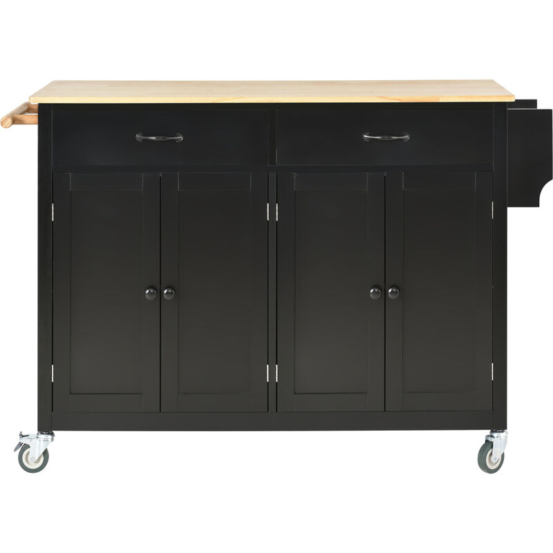 ELEMENT ACE Versatile Kitchen Island Cart with Adjustable Storage Shelves and Durable Solid Wood Top image number 0