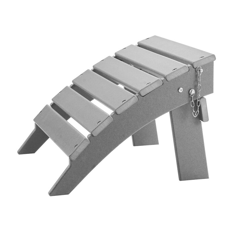 Outdoor Adirondack Ottoman, HDPE Plastic Foot Rest for Porch, Pool & Backyard - Grey image number 9