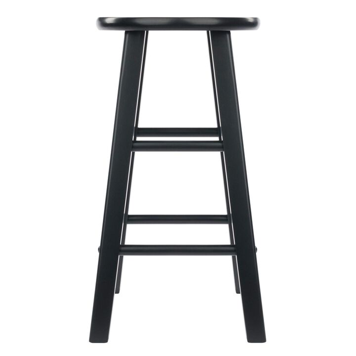 Ergode Wood Element Counter Stool Set - Polished Black, Solid Wood, Sturdy Square Legs, 220lbs Weight Capacity, 8 Crossbars, Footrests, Easy Storage, Multiple Finishes, Bar/Counter Height, Assembly Hardware Included, 60-day Replacement Option.