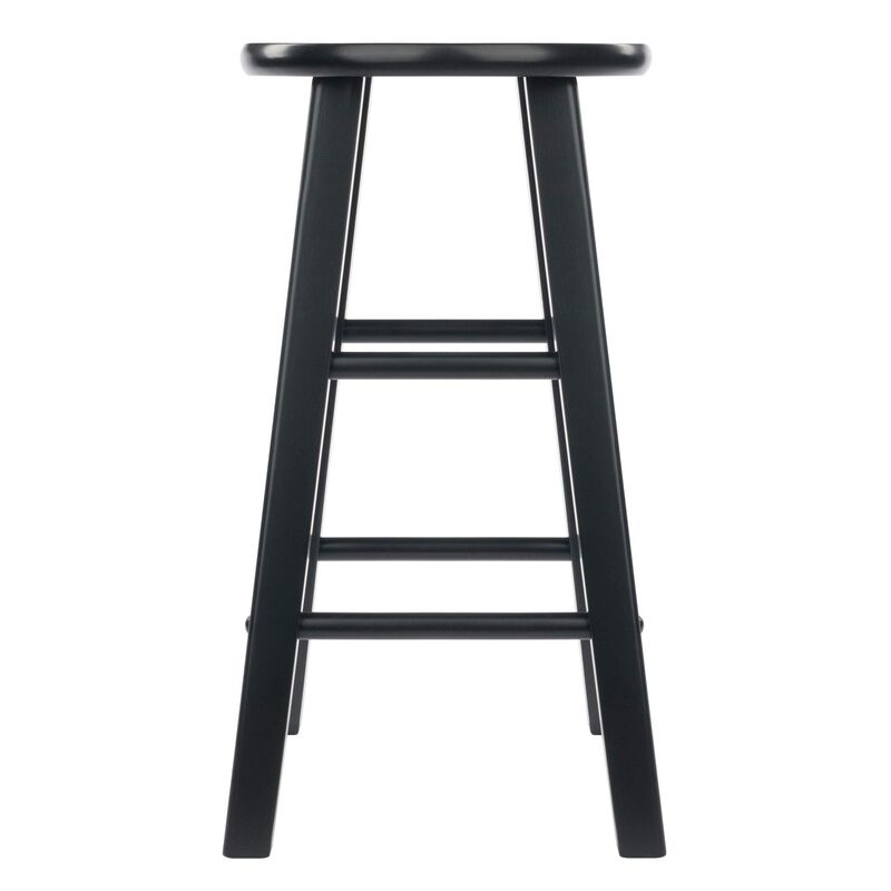 Ergode Wood Element Counter Stool Set - Polished Black, Solid Wood, Sturdy Square Legs, 220lbs Weight Capacity, 8 Crossbars, Footrests, Easy Storage, Multiple Finishes, Bar/Counter Height, Assembly Hardware Included, 60-day Replacement Option.