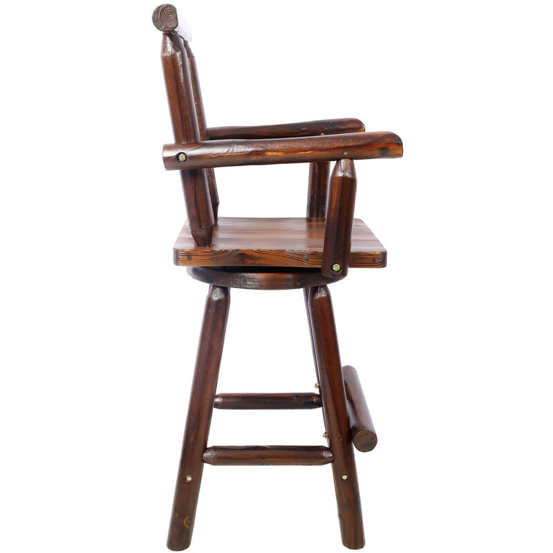 Streamdale Rustic Wood Bar Stool with Star Backrest image number 6