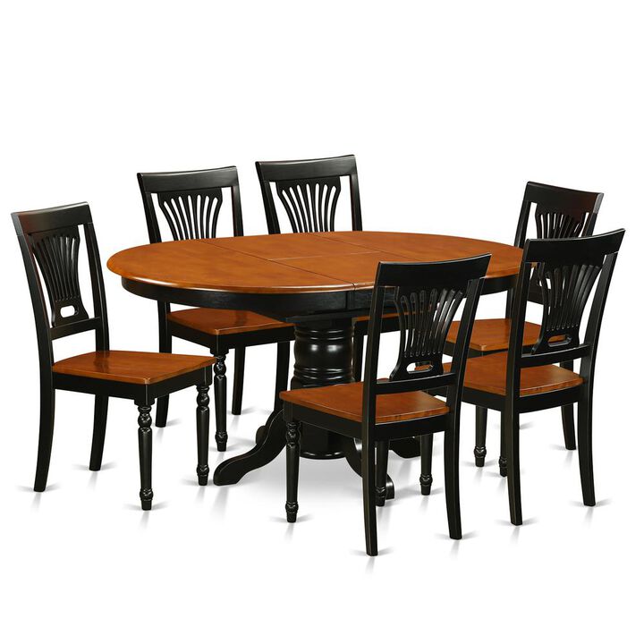 East West Furniture Dining set - 7 Pcs with 6 Wooden Chairs