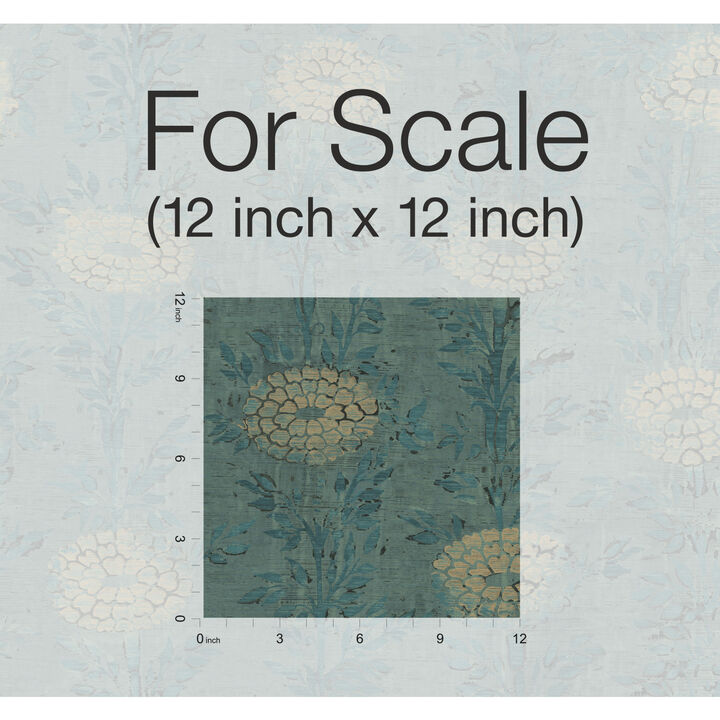 French Marigold Teal Wallpaper