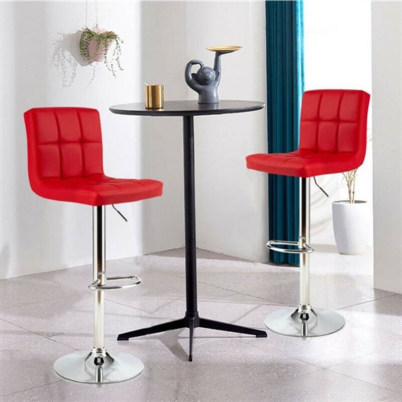 Set of 2 Modern Adjustable Barstools – PU Leather Swivel Seat with Base for Kitchen or Bar