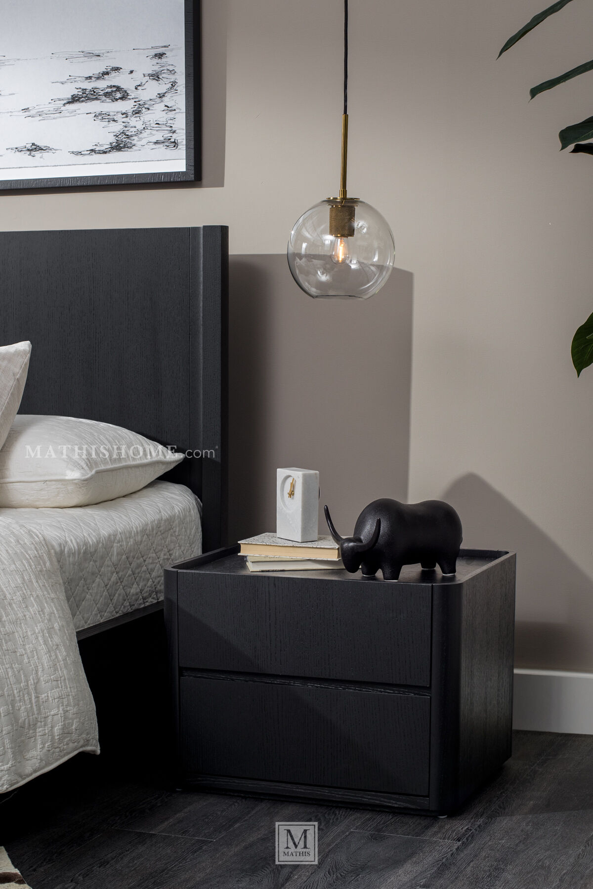 Nomad Black 2-Drawer Nightstand | Mathis Home