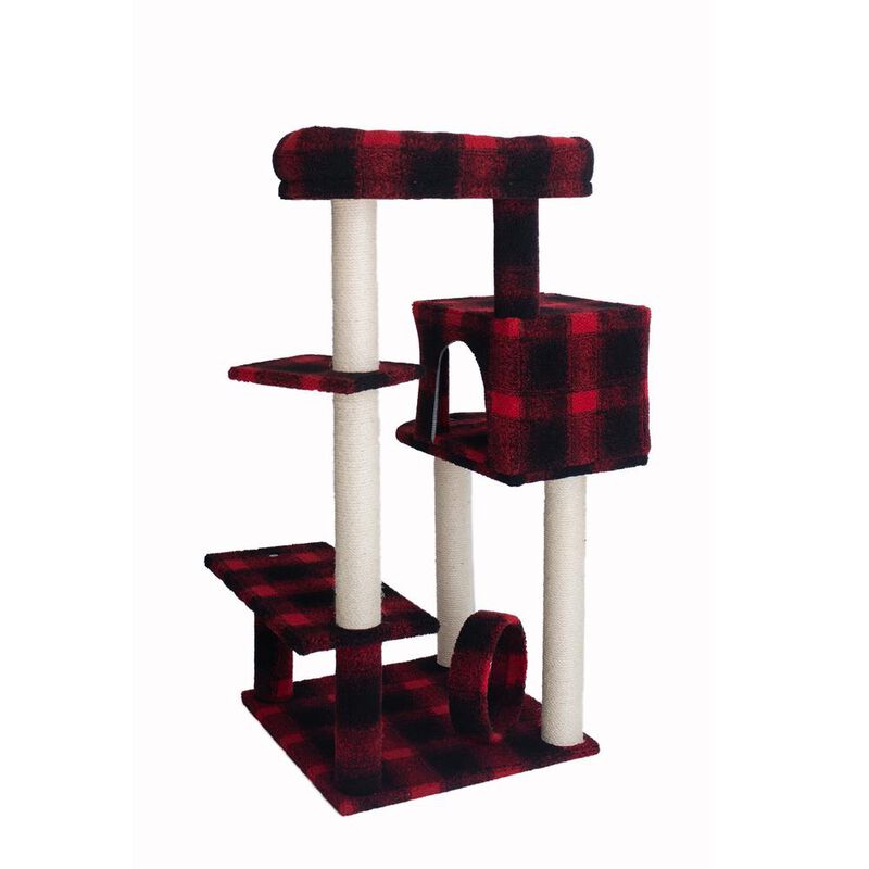 Armarkat 50-Inch Classic Real Wood Cat Tree With Veranda, Bench, Mini Perch