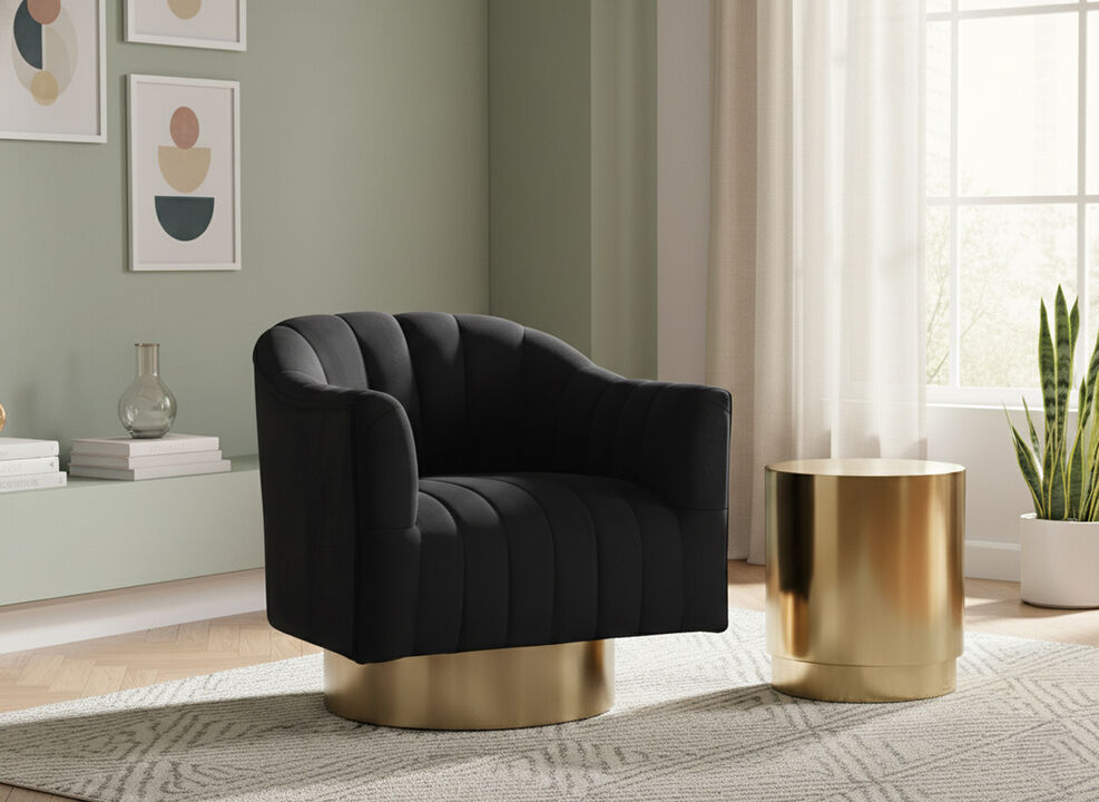 Meridian Furniture Farrah Black Velvet Accent Chair
