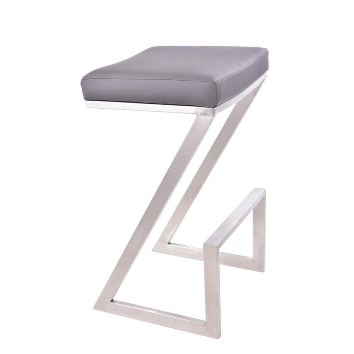 Hivvago 26 Inch Gray And Silver Iron Backless Counter Height Bar Chair