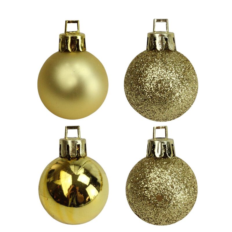 18ct Vegas Gold Shatterproof 4-Finish Christmas Ball Ornaments 1.25" (30mm) image number 1