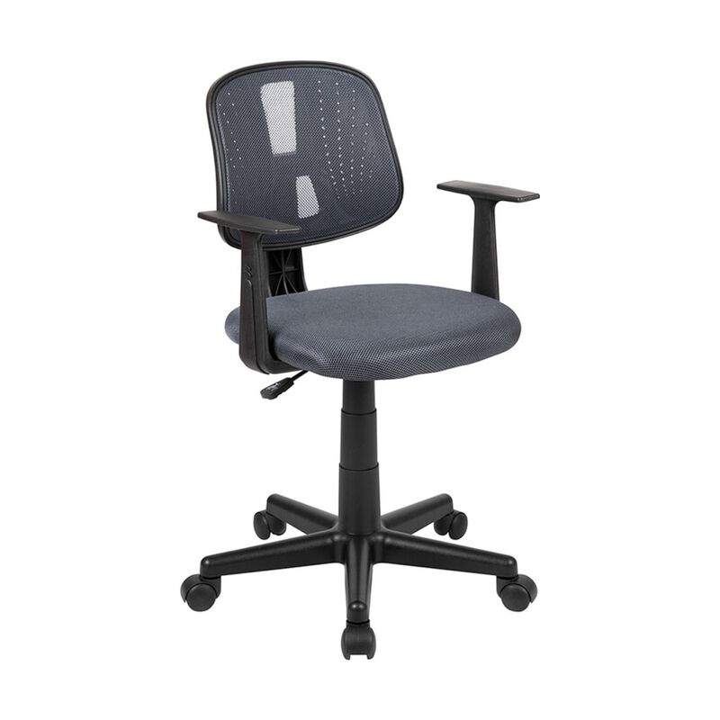 Flash Fundamentals Mid-Back Gray Mesh Swivel Task Office Chair with Pivot Back and Arms image number 2