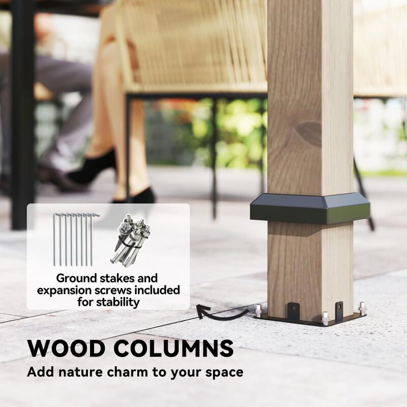 Hivvago 12x16 Outdoor Hardtop Wood Gazebo image number 5