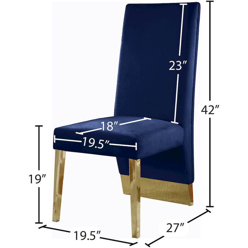Meridian Furniture Porsha Navy Velvet Dining Chair, Set of 2