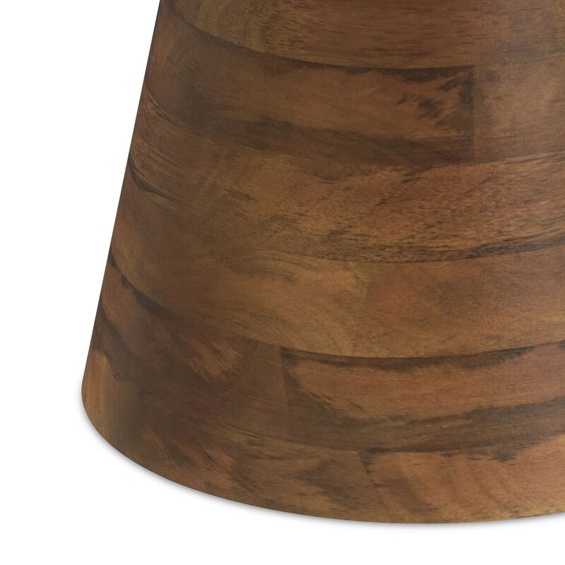 Robbie SOLID MANGO WOOD 16 inch Wide Round Contemporary Rustic Accent Table in Walnut Brown, Fully Assembled