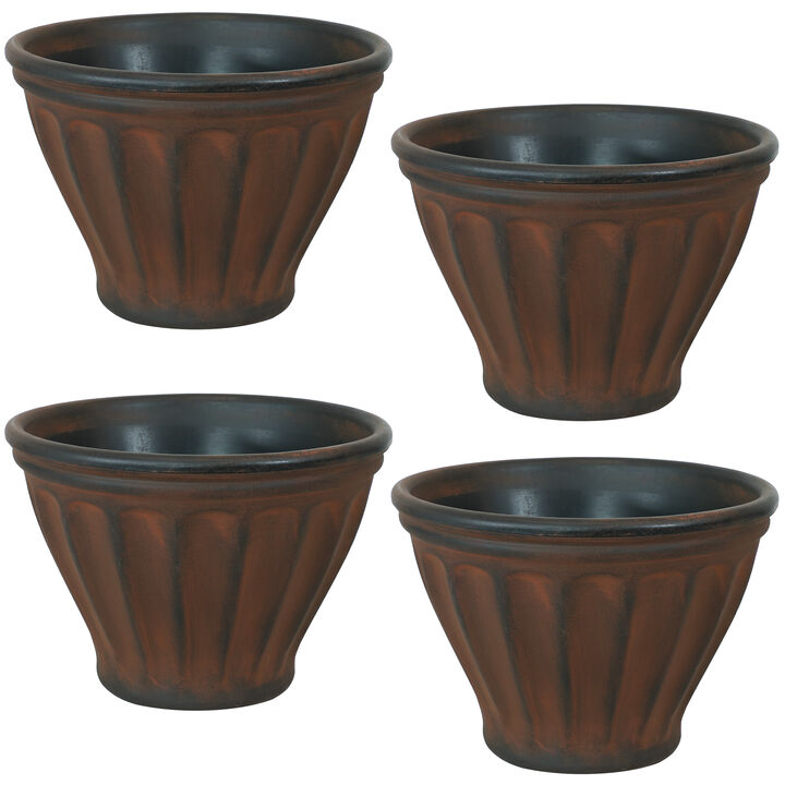 Sunnydaze 20 in Charlotte Dual-Wall Polyresin Planter - Rust - Set of 4