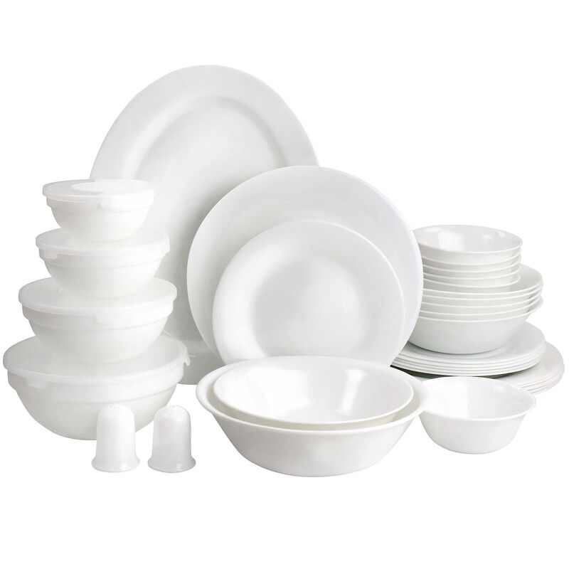 Gibson Ultra 36 Piece Tempered Opal Glass Combo Dinnerware Set in White image number 1