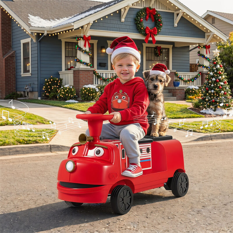 12V Kids Ride On Train with 2 Seats Height Adjustable Seat and Music for Backyard image number 6
