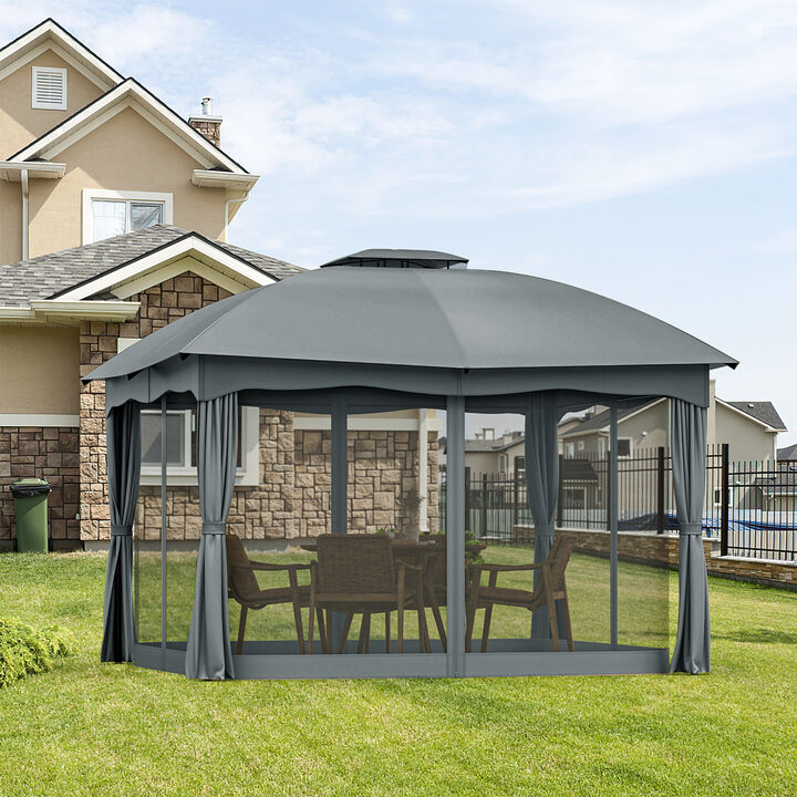 Heavy Duty Steel Gazebo with Double Vented Canopy for Outdoor Garden and Patio Use