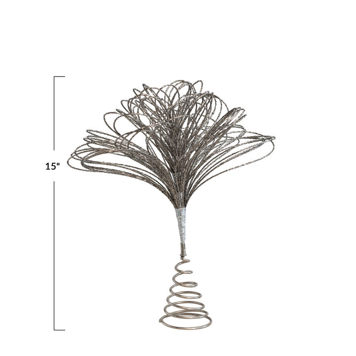 Metal and Glass Bead Tree Topper, Gunmetal Finish