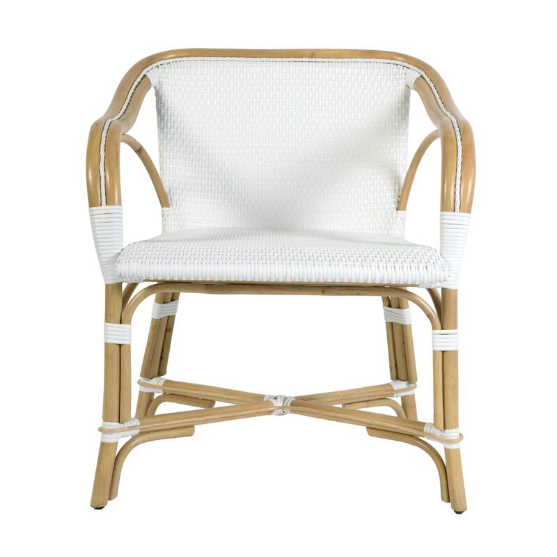 Butler Specialty Portofino 18.75 in. Seat Height Rattan Arm Chair, White and Navy image number 4