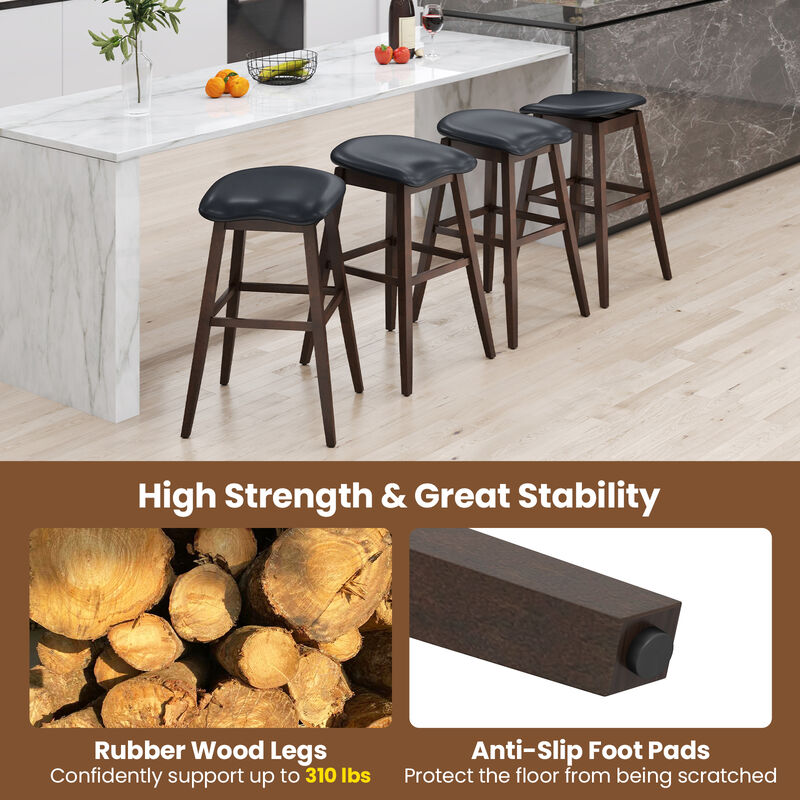 Swivel Counter Stools Set of 2 – Padded Seat with Footrest and Ergonomic Back