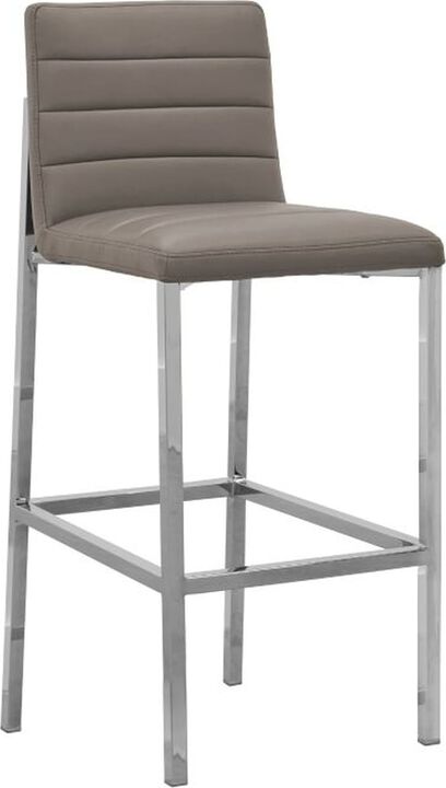 Amalfi Metal Back Bar Stool in Taupe Leather - Set of 2