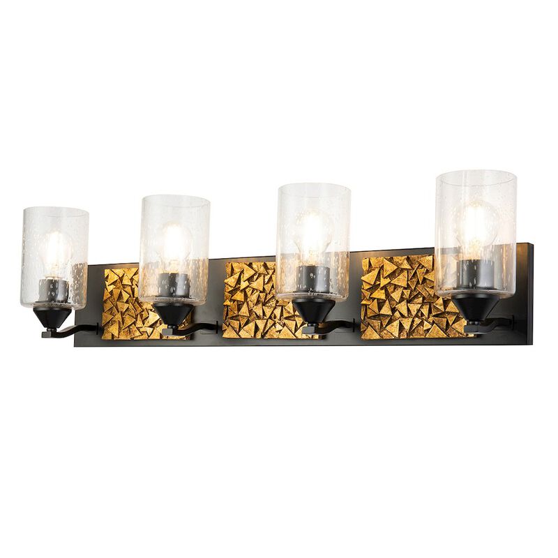 Lucas McKearn Bocage 4 Light Bath Bar In Matte Black And Gold