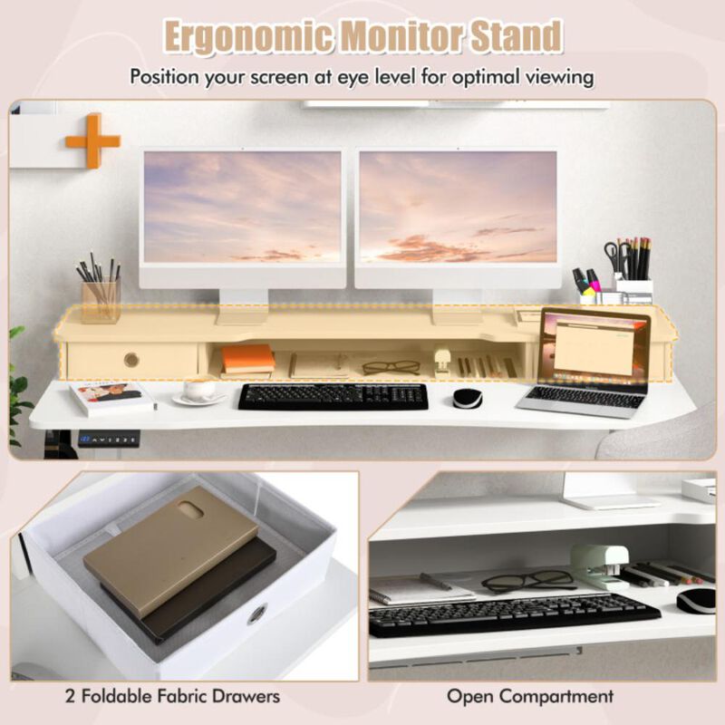 Hivvago 55 Inch x 24 Inch Height Adjustable Electric Standing Desk with 2 Drawers