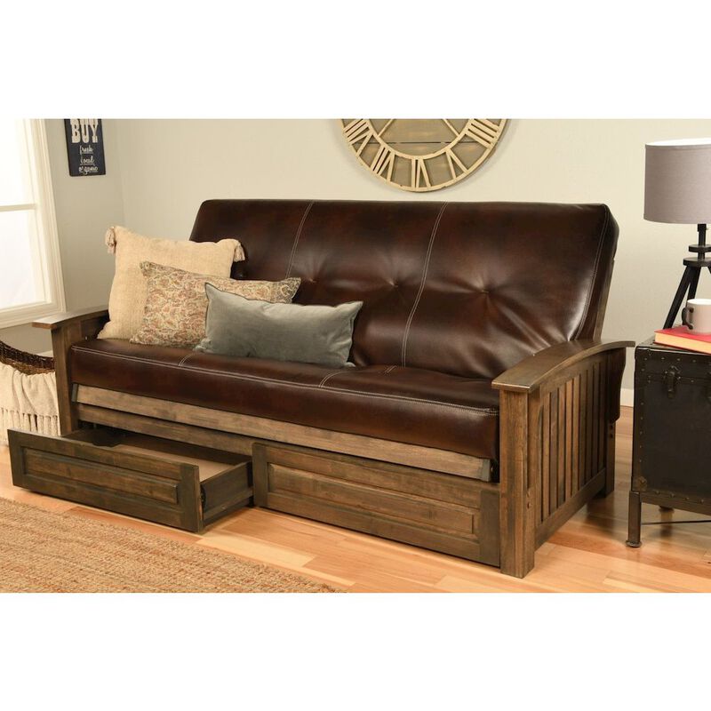 Washington Frame-Rustic Walnut Finish-Oregon Trail Java Mattress-Storage Drawers