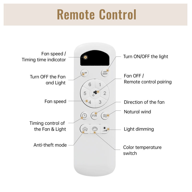 ELEMENT ACE 42 Inch Flush Mount Ceiling Fan with Dimmable LED Light and Remote Control image number 7