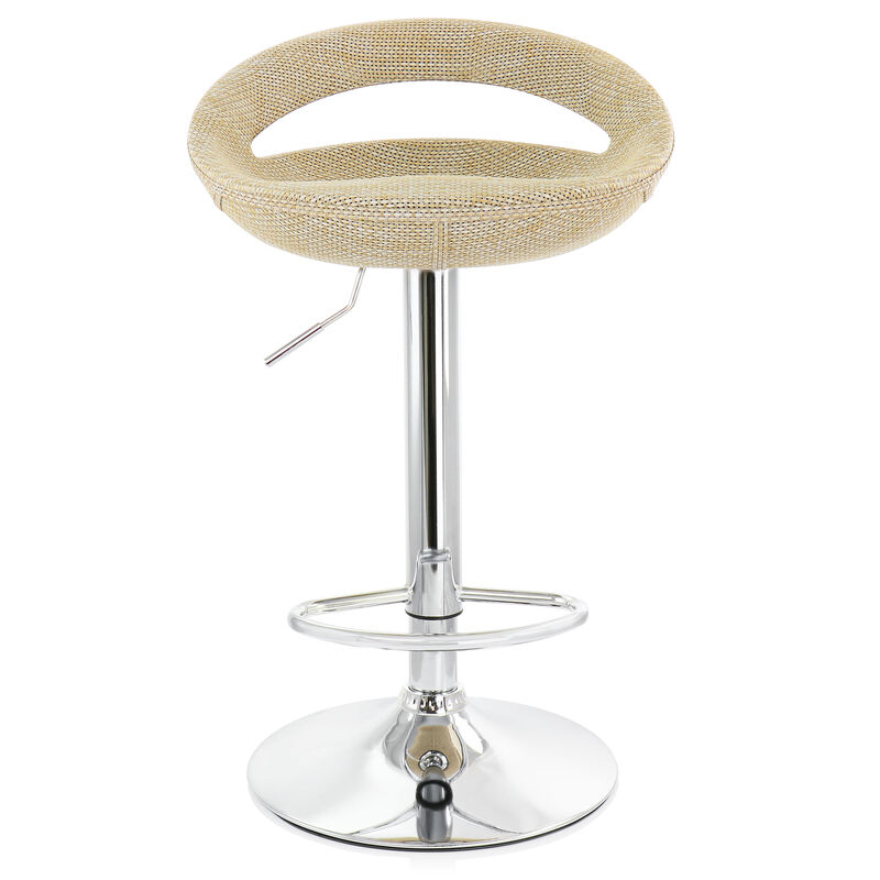 Elama 2 Piece Adjustable Rattan Barstool in Tan with Chrome Base