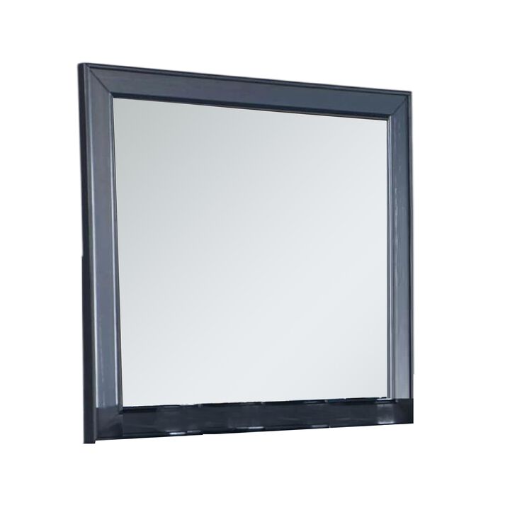 Zeny Dresser Mirror, 40 Inch Rectangular, Slate Blue Solid Wood Frame