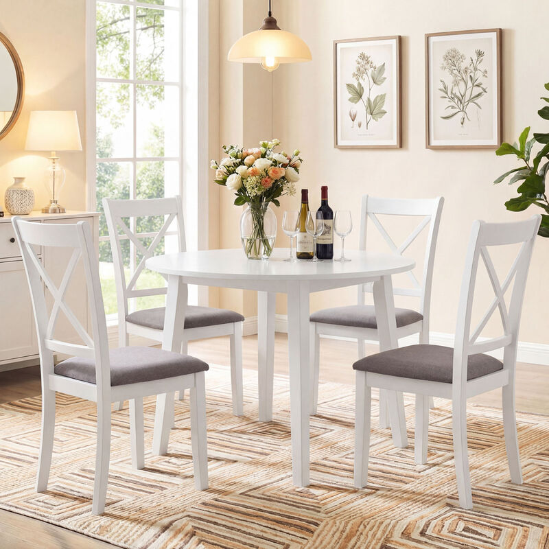 Set of 4 Dining Room Chairs with Rubber Wood Frame and Padded Seats image number 6