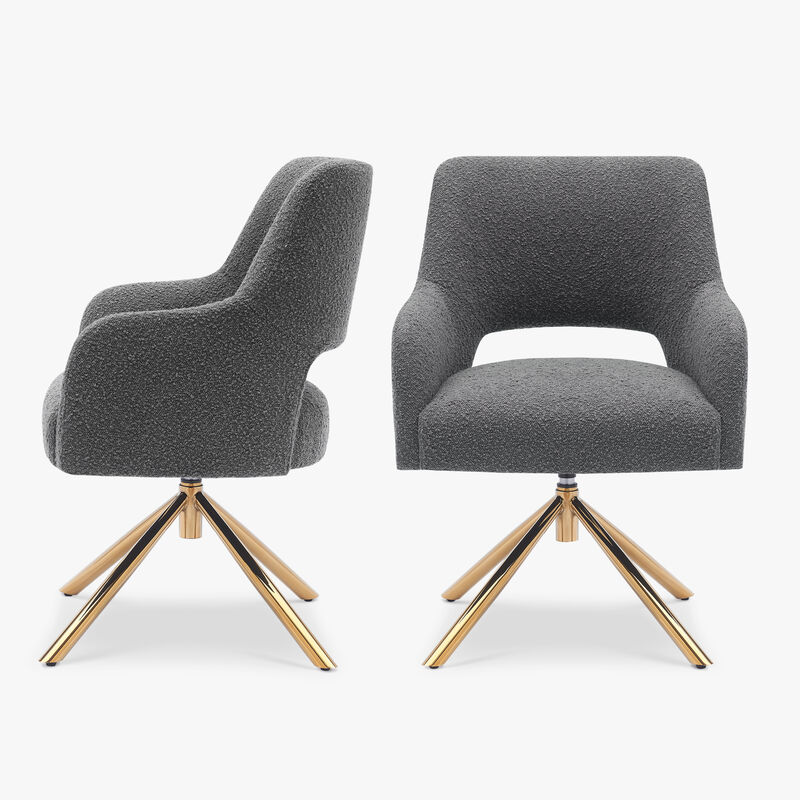 WestinTrends Mid-Century Modern Wide Boucle Swivel Accent Arm Chair