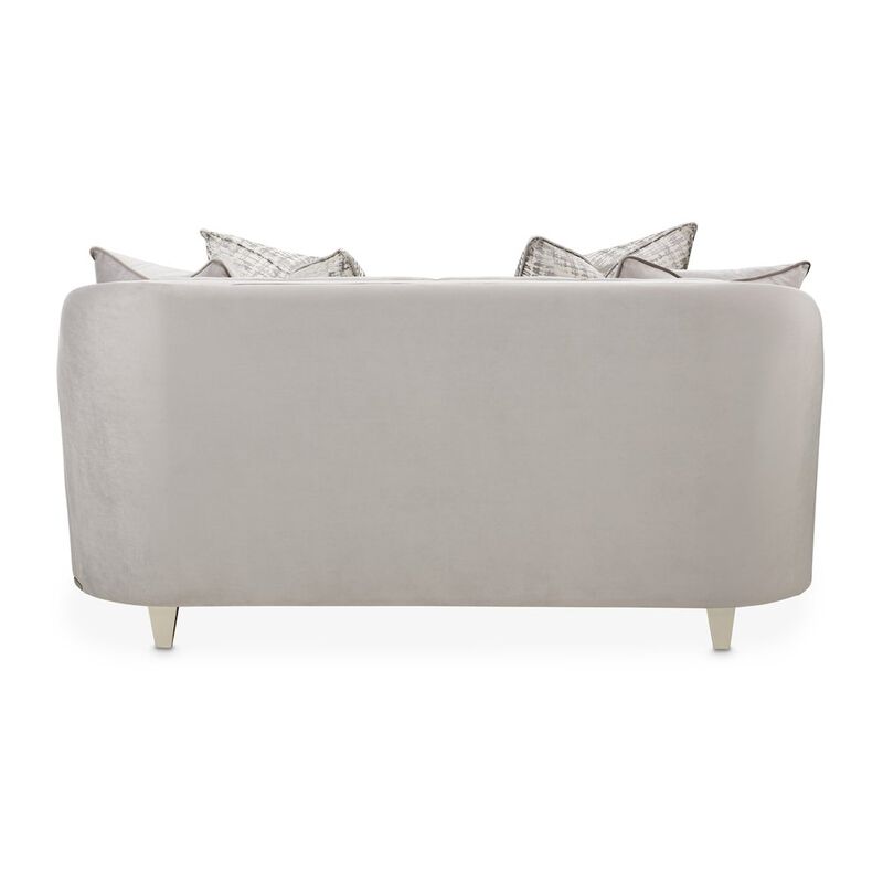 Michael Amini Roxbury Park Velvet Loveseat - Steel/Slate