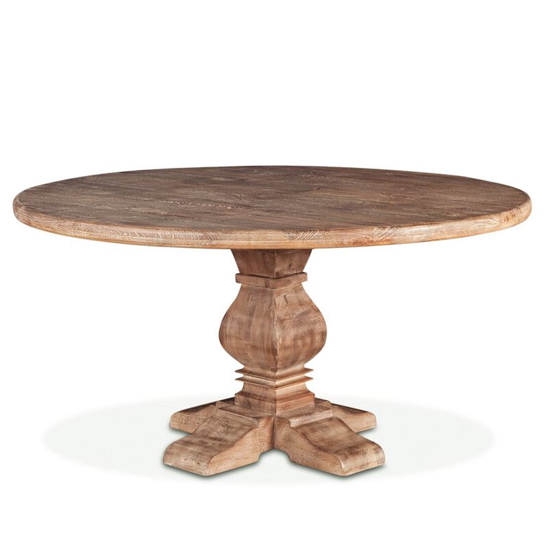 World Interiors Pengrove 60-Inch Round Mango Wood Dining Table in Antique Oak Finish