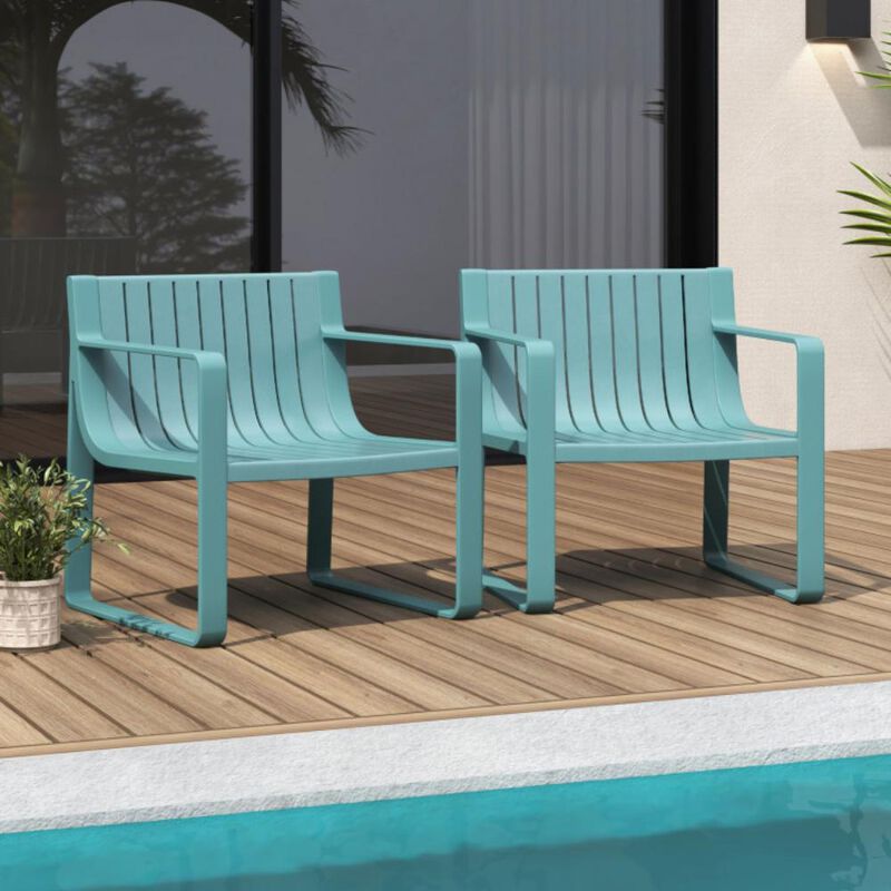 Hivvago Patio Chairs Set of 2 with Curved Backrests and Seats
