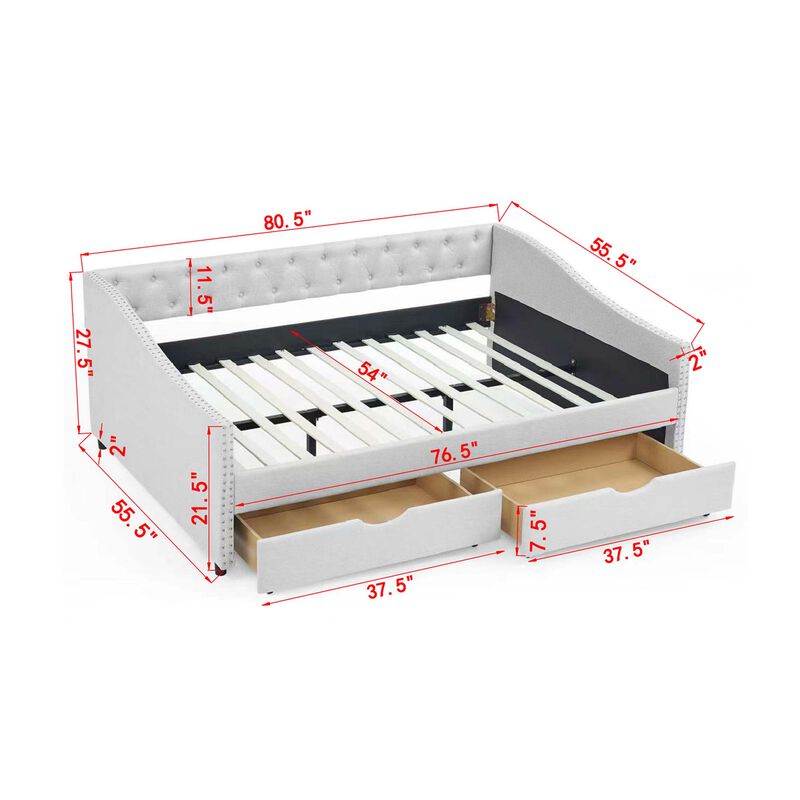 Kejorn Linen 2 Storage Drawers Daybed image number 9