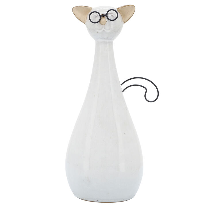 10"H Chubby Cat W/ Glasses