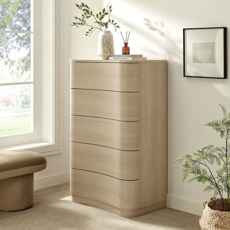 Mirae 5-Drawer Curved Dresser Chest of Drawers image number 7
