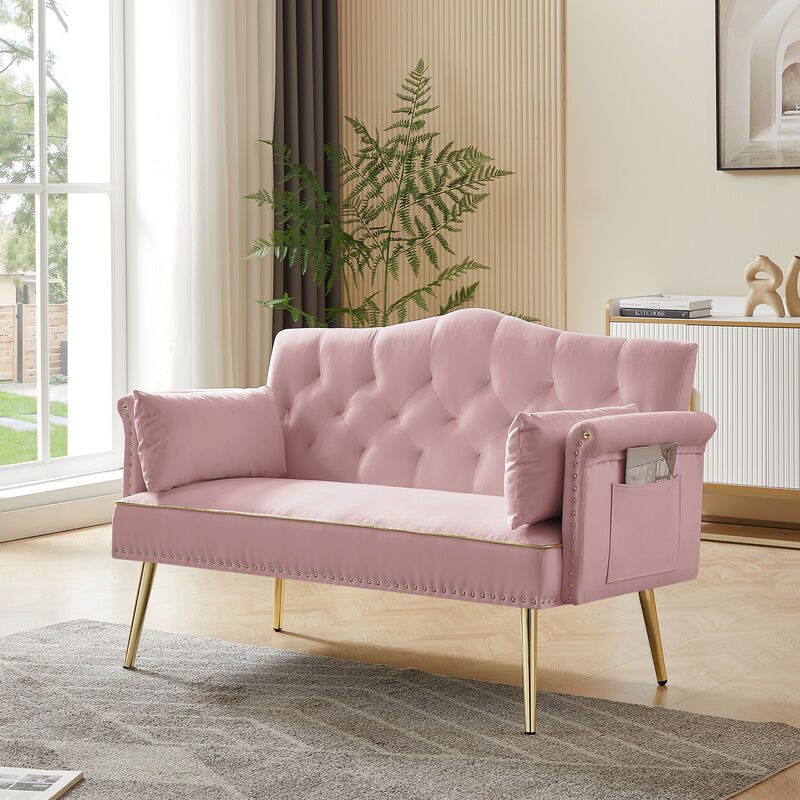 Strolk Modern Velvet Loveseat Sofa image number 2