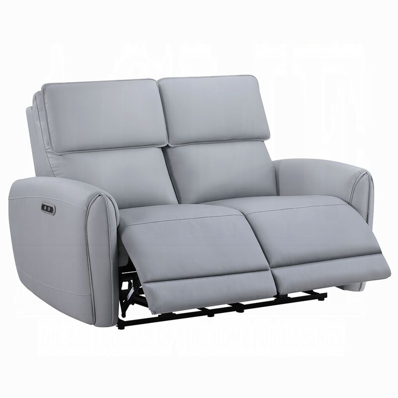 Jero Power Motion Recliner Loveseat, USB Port, Light Gray Faux Leather image number 0