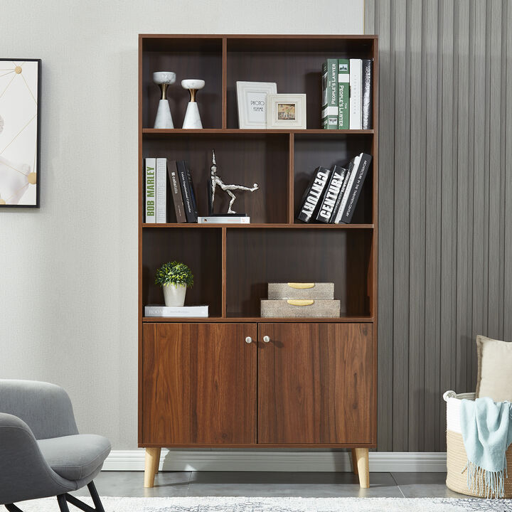 Hivvago Wood Storage Cabinet with 3Tier Open Shelf