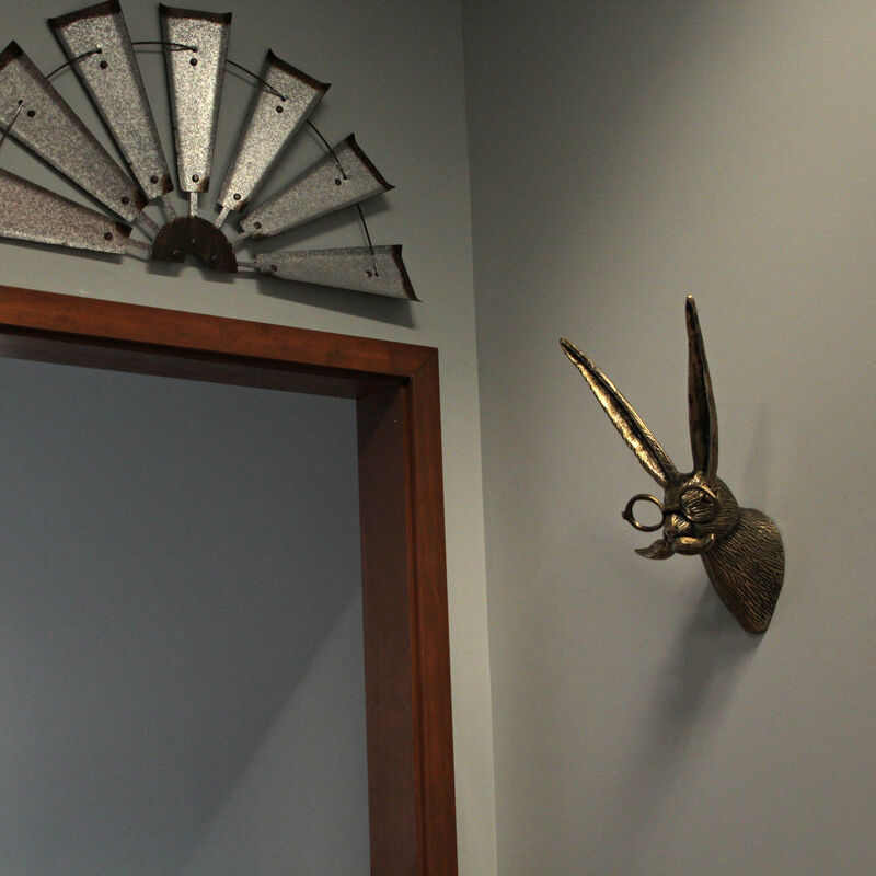 Gold Hare Head Wall Hanging &ndash; Whimsical Decor with Glasses & Mustache image number 9