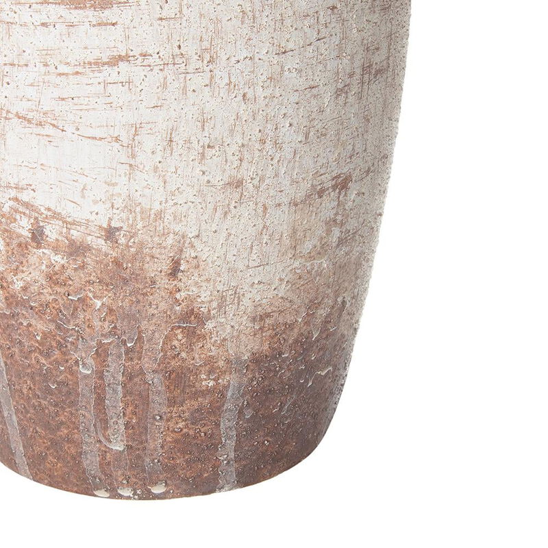 HomeRoots 12" Brown And White Ceramic Round Jug Vase image number 2
