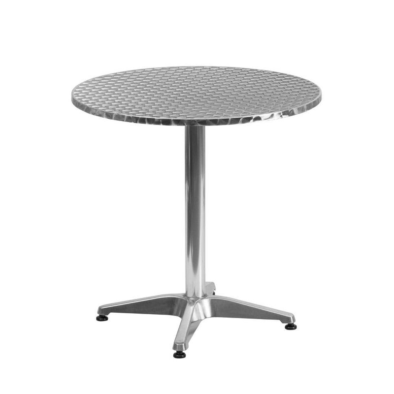 Flash Furniture Lila 27.5'' Round Aluminum Indoor-Outdoor Table Set with 2 Slat Back Chairs