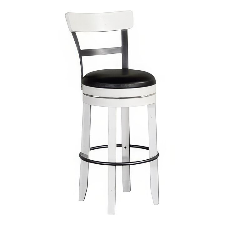 Orso Swivel Barstool Chair Set of 2, Black Faux Leather, White, Black