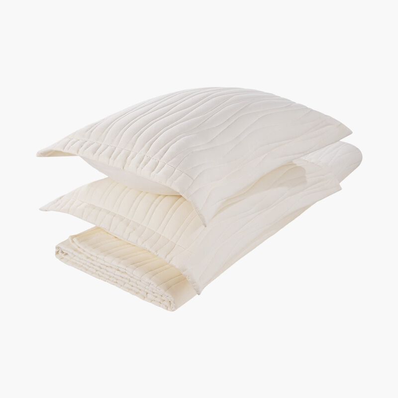 Beige Queen Size Quilt Set, 3-Piece Lightweight Comforter Bedding Set All Season image number 7