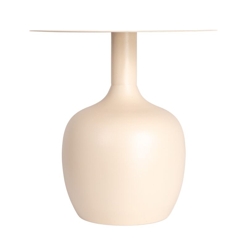 Chic Metal Round Side Table, Cream image number 3