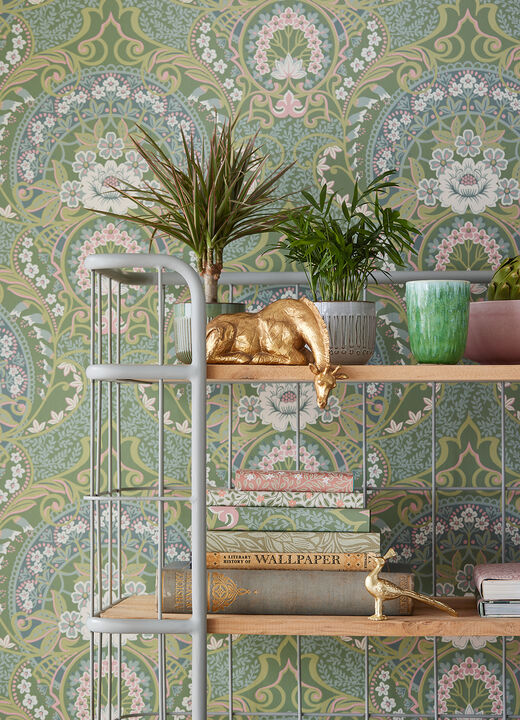 Nasrin Sea Green Damask Wallpaper (Set of 2)