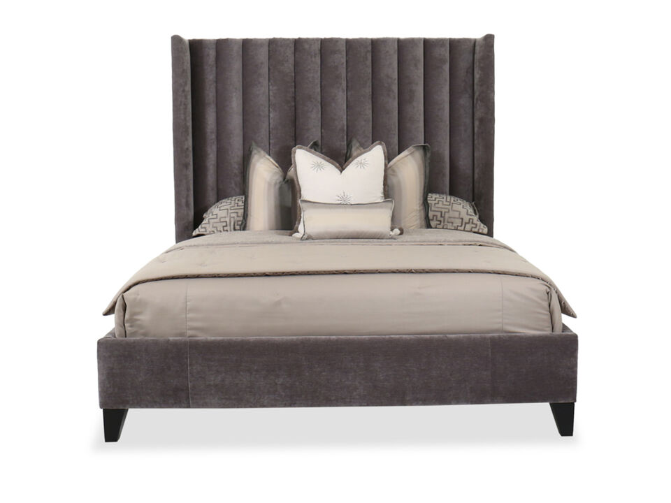 Fully Upholstered Tall Headboard Wing Bed
